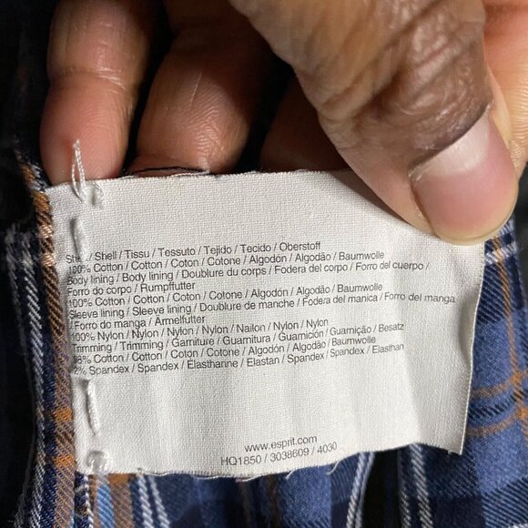 Esprit Women's Black Plaid Lined Full Zip Lightweight Jacket - Picture 9 of 10